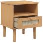 Preview: Nachttisch SENJA Rattan-Look Braun 40x35x48cm Massivholz Kiefer