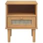 Preview: Nachttisch SENJA Rattan-Look Braun 40x35x48cm Massivholz Kiefer
