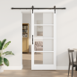 Preview: Schiebetür Weiß 83 x 202 cm Massivholz Kiefer und Glas