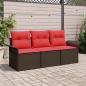 Preview: ARDEBO.de - Sofa Set 3 stk. 3-Sitzanzahl Braun und Rot Poly-Rattan