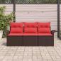 Preview: Sofa Set 3 stk. 3-Sitzanzahl Braun und Rot Poly-Rattan