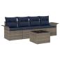 Preview: Sofa Set mit Kissen 5 pcs Grau Poly-Rattan