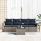Preview: Sofa Set mit Kissen 5 pcs Grau Poly-Rattan
