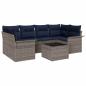 Preview: Gartensofa-set mit Kissen 7 pcs Grau Poly-Rattan