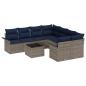 Preview: Gartensofa-set mit Kissen 9 pcs Grau und Marineblau Poly-Rattan