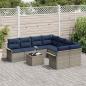 Preview: Gartensofa-set mit Kissen 9 pcs Grau und Marineblau Poly-Rattan
