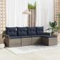 Preview: ARDEBO.de - Gartensofa-set mit Kissen 5 pcs Grau Poly-Rattan