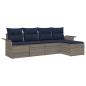 Preview: Gartensofa-set mit Kissen 5 pcs Grau Poly-Rattan