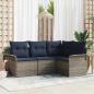 Preview: ARDEBO.de - Gartensofa-set mit Kissen 4 pcs Grau Poly-Rattan