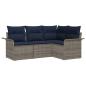 Preview: Gartensofa-set mit Kissen 4 pcs Grau Poly-Rattan