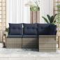 Preview: Gartensofa-set mit Kissen 4 pcs Grau Poly-Rattan
