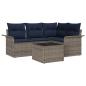 Preview: Gartensofa-set mit Kissen 5 pcs Grau Poly-Rattan