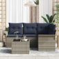 Preview: Gartensofa-set mit Kissen 5 pcs Grau Poly-Rattan