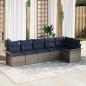 Preview: ARDEBO.de - Gartensofa-set mit Kissen 6 pcs Grau Poly-Rattan