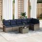 Preview: ARDEBO.de - Gartensofa-set mit Kissen 7 pcs Grau Poly-Rattan