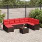 Preview: ARDEBO.de - Gartensofa-set mit Kissen 9 pcs Braun Poly-Rattan