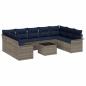 Preview: Gartensofa-set mit Kissen 10 pcs Grau Poly-Rattan