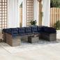 Preview: ARDEBO.de - Gartensofa-set mit Kissen 11 pcs Grau Poly-Rattan