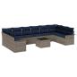 Preview: Gartensofa-set mit Kissen 11 pcs Grau Poly-Rattan