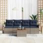 Preview: Gartensofa-set mit Kissen 5 pcs Grau Poly-Rattan