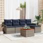 Preview: ARDEBO.de - Gartensofa-set mit Kissen 6 pcs Grau Poly-Rattan