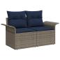 Preview: Gartensofa-set mit Kissen 7 pcs Grau Poly-Rattan