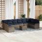 Preview: ARDEBO.de - Gartensofa-set mit Kissen 11 pcs Grau Poly-Rattan