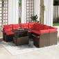 Preview: ARDEBO.de - Gartensofa-set 9 stk. Braun Poly-Rattan
