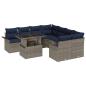 Preview: Garten-Sofa-Set mit Kissen 9 pcs Grau Poly Rattan