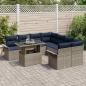 Preview: Garten-Sofa-Set mit Kissen 9 pcs Grau Poly Rattan