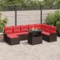 Preview: ARDEBO.de - Gartensofa-set mit Kissen 9 pcs Braun Poly-Rattan