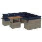 Preview: Gartensofa-set mit Kissen 9 pcs Grau und Marineblau Poly-Rattan