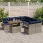 Preview: Gartensofa-set mit Kissen 9 pcs Grau und Marineblau Poly-Rattan
