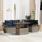Preview: ARDEBO.de - Gartensofa-set mit Kissen 6 pcs Grau und Marineblau Poly-Rattan