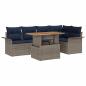 Preview: Gartensofa-set mit Kissen 6 pcs Grau und Marineblau Poly-Rattan