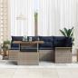 Preview: Gartensofa-set mit Kissen 6 pcs Grau und Marineblau Poly-Rattan