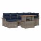 Preview: Garten-Sofa-Set mit Kissen 7 pcs Grau und Marineblau