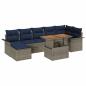 Preview: Gartensofa-set mit Kissen 8 pcs Grau und Marineblau Poly-Rattan