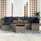 Preview: Gartensofa-set mit Kissen 8 pcs Grau und Marineblau Poly-Rattan