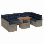 Preview: Garten-Sofa-Set mit Kissen 10 pcs Grau und Marineblau