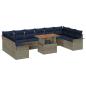 Preview: Gartensofa-set 11 pcs Grau und Marineblau Poly-Rattan