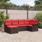 Preview: ARDEBO.de - Gartensofa-set 6 Stk. Braun und Rot Poly-Rattan