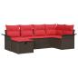 Preview: Gartensofa-set 6 Stk. Braun und Rot Poly-Rattan