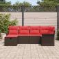 Preview: Gartensofa-set 6 Stk. Braun und Rot Poly-Rattan