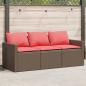 Preview: ARDEBO.de - Gartensofa mit Kissen 3-Sitzer Braun Poly Rattan