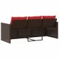 Preview: Gartensofa mit Kissen 3-Sitzer Braun Poly Rattan