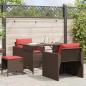 Preview: ARDEBO.de - 4-tlg. Garten-Sofagarnitur mit Kissen Braun Poly Rattan