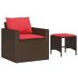 Preview: 4-tlg. Garten-Sofagarnitur mit Kissen Braun Poly Rattan