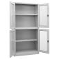 Preview: Büroschrank Hellgrau 90x40x180 cm Stahl und Gehärtetes Glas