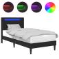Preview: Bettrahmen mit LED-Lichtleisten Schwarz 90 x 190 cm Kunstleder
